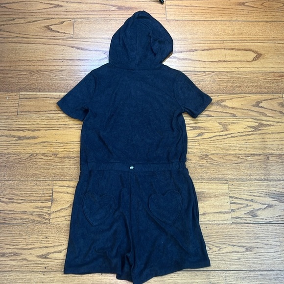 Yitty Black Rayon Y2K Vintage Short Sleeve Hoodie Romper b8 - Picture 4 of 5